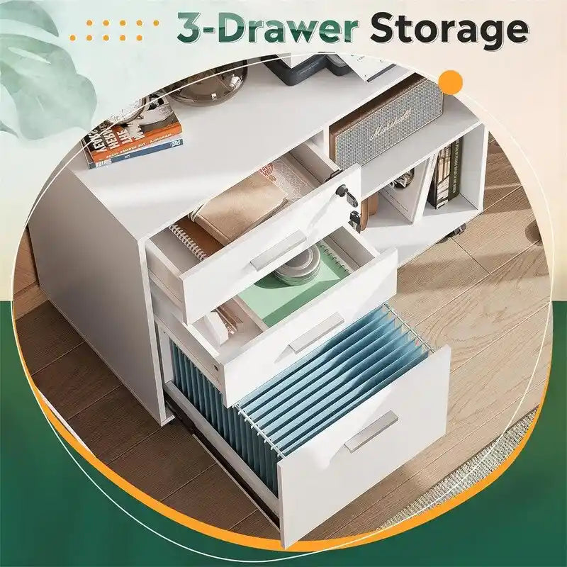 3-Drawer Wood File Cabinet - 15.7D x 31.3W x 24.7H