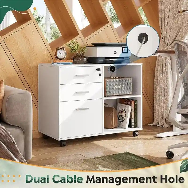 3-Drawer Wood File Cabinet - 15.7D x 31.3W x 24.7H