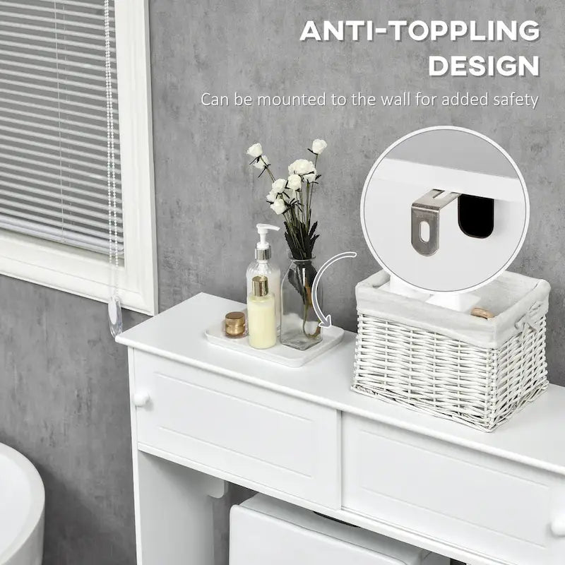 Over-the-Toilet Bathroom Storage Cabinet with Adjustable Shelves