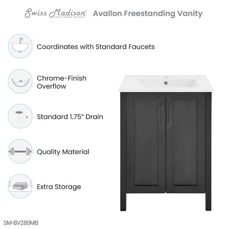 24" Bathroom Vanity in Matte Black