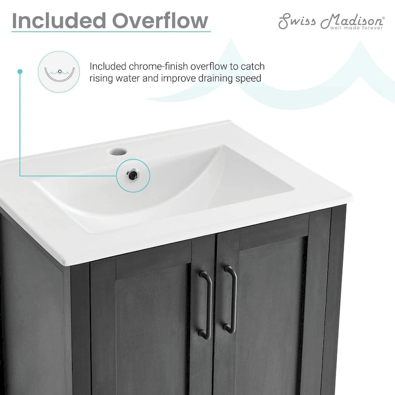 24" Bathroom Vanity in Matte Black