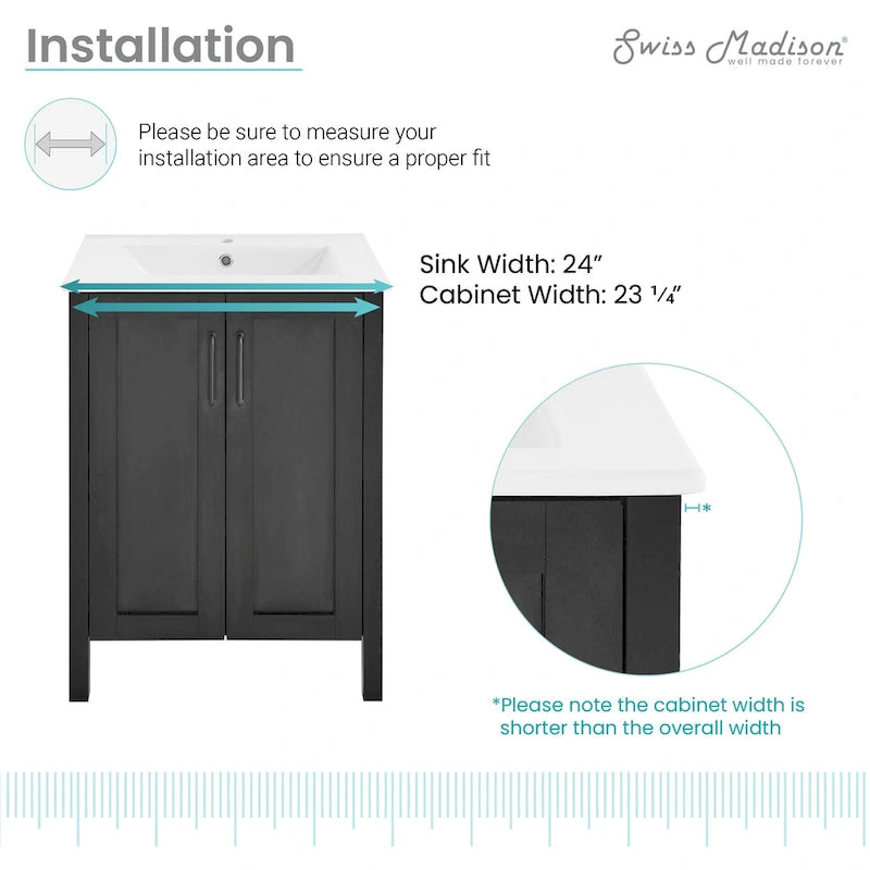 24" Bathroom Vanity in Matte Black