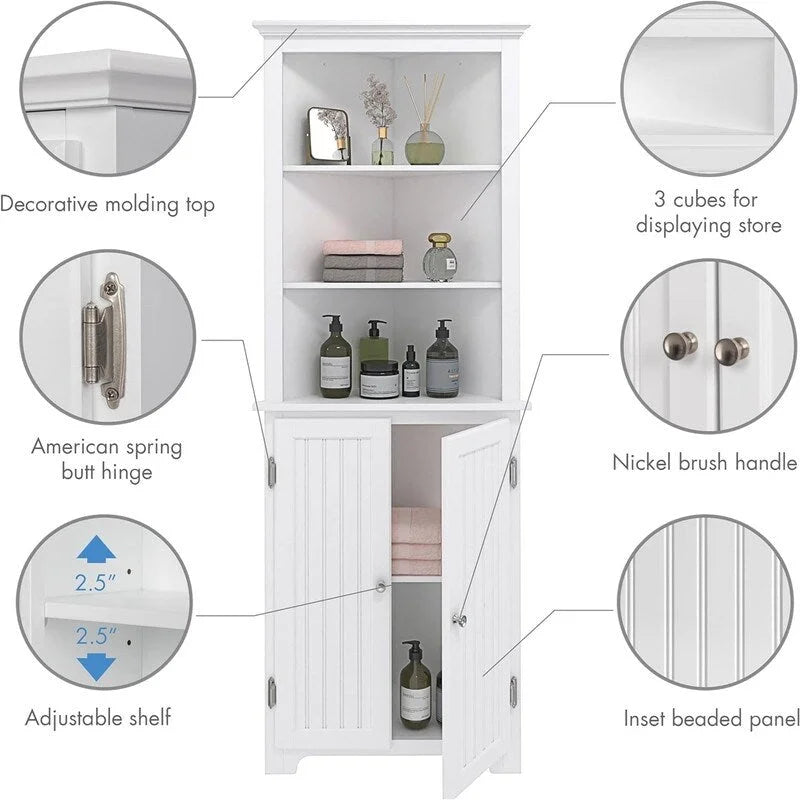 Bathroom Corner Cabinet - 13D x 23W x 65H