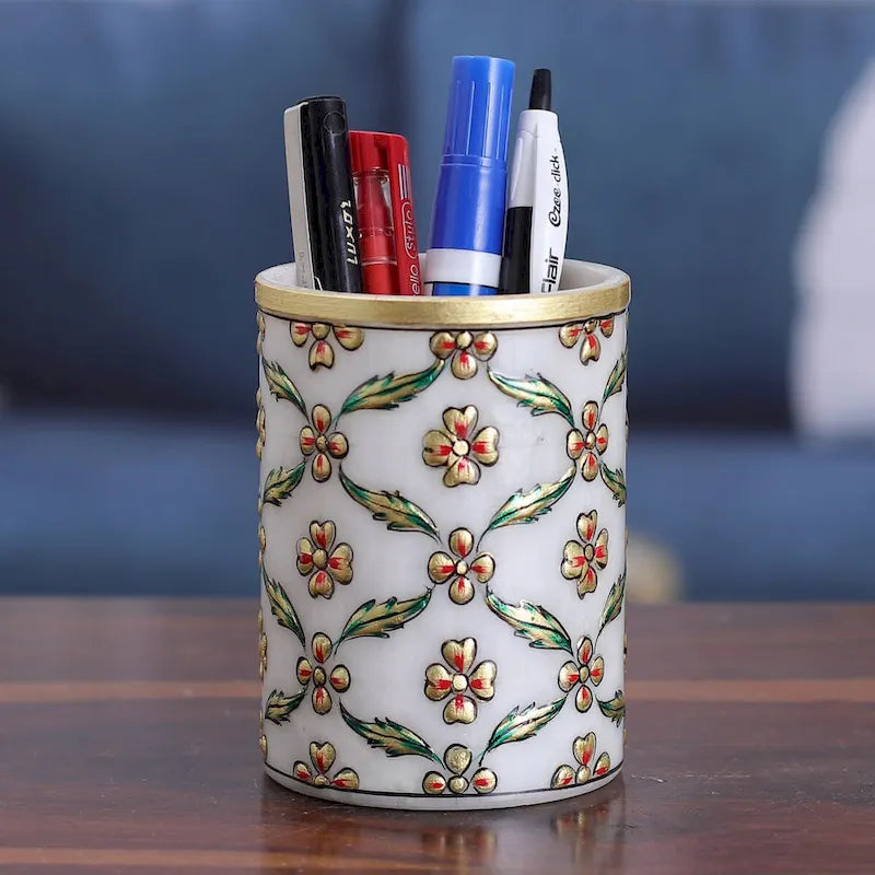 Handmade Blooming Mesh Marble Pen Holder